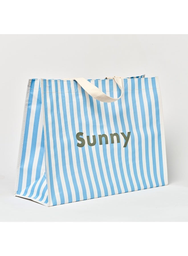 Carryall Beach Bag La Mer Med Blue Stripe – Kids and Family Beach Bag, Large Waterproof Tote for Pool Toys, Towels, Snacks, and Summer Essentials